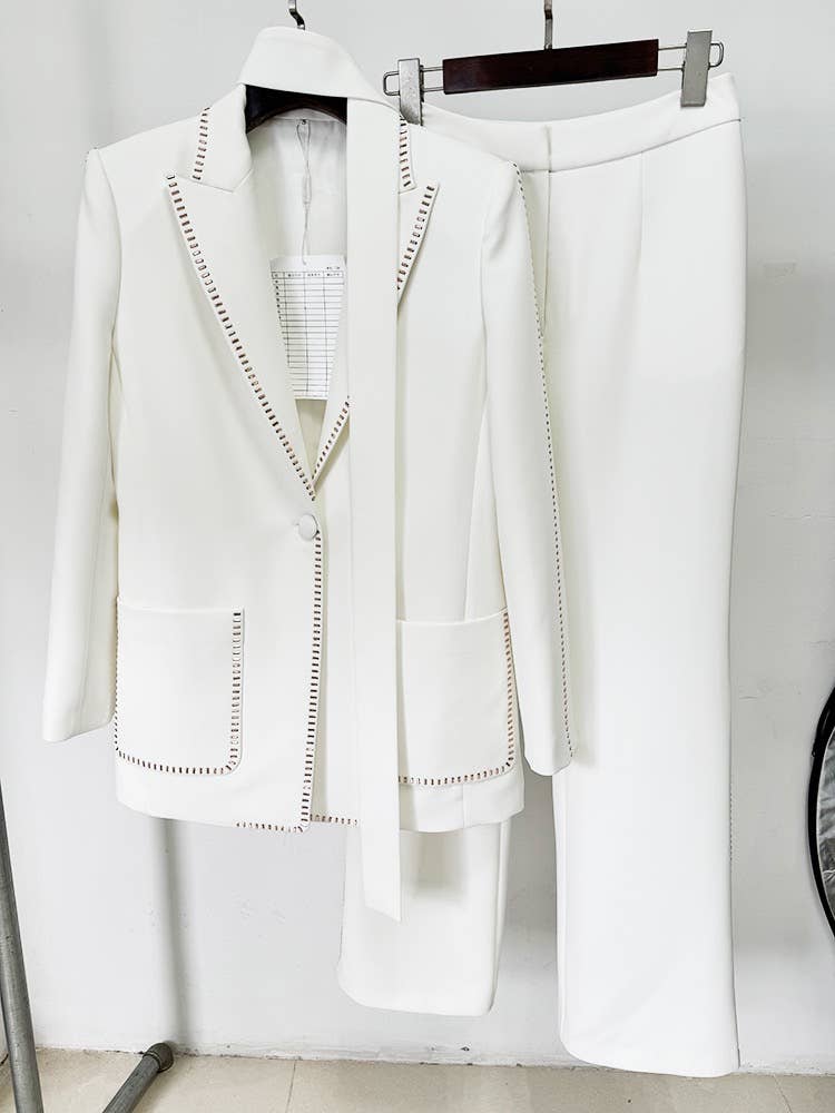 Elisa Diamond-Trim Suit Set