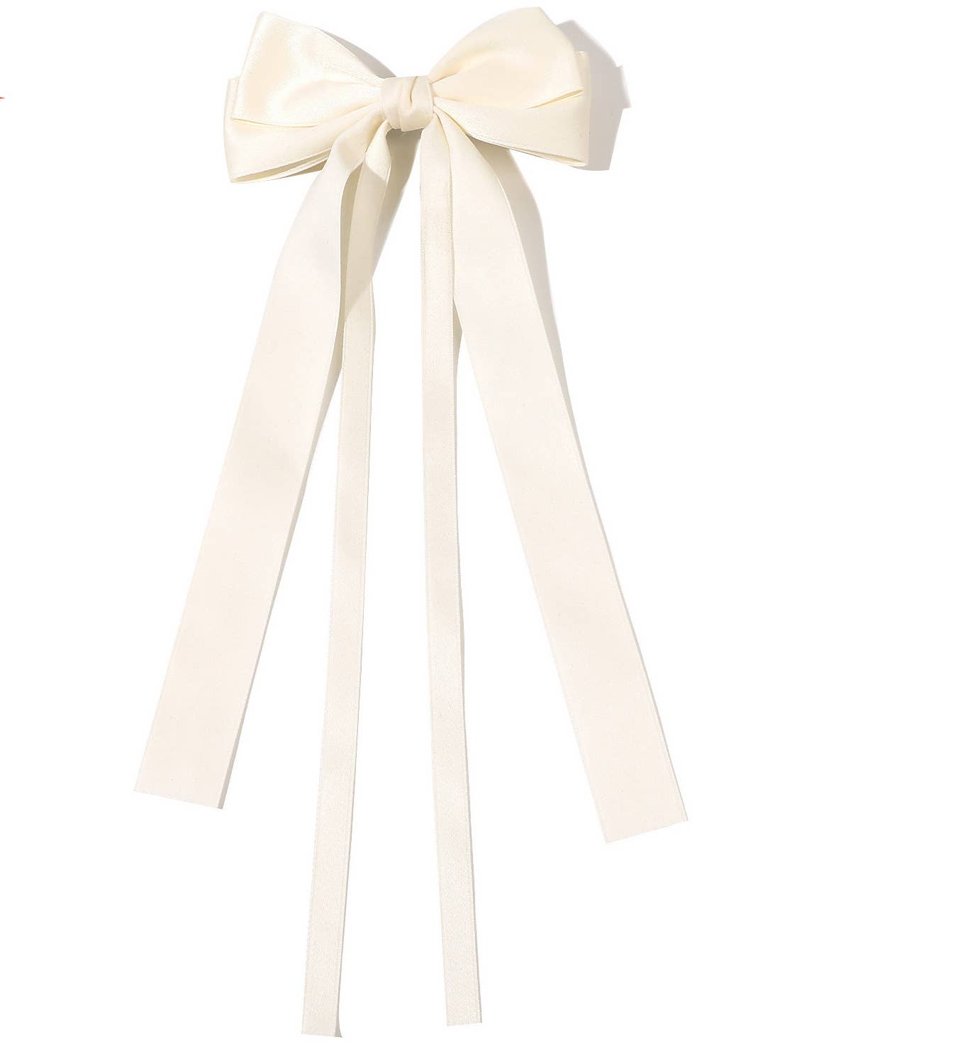 Double Layered Bow Long Ribbon Barrette Clip