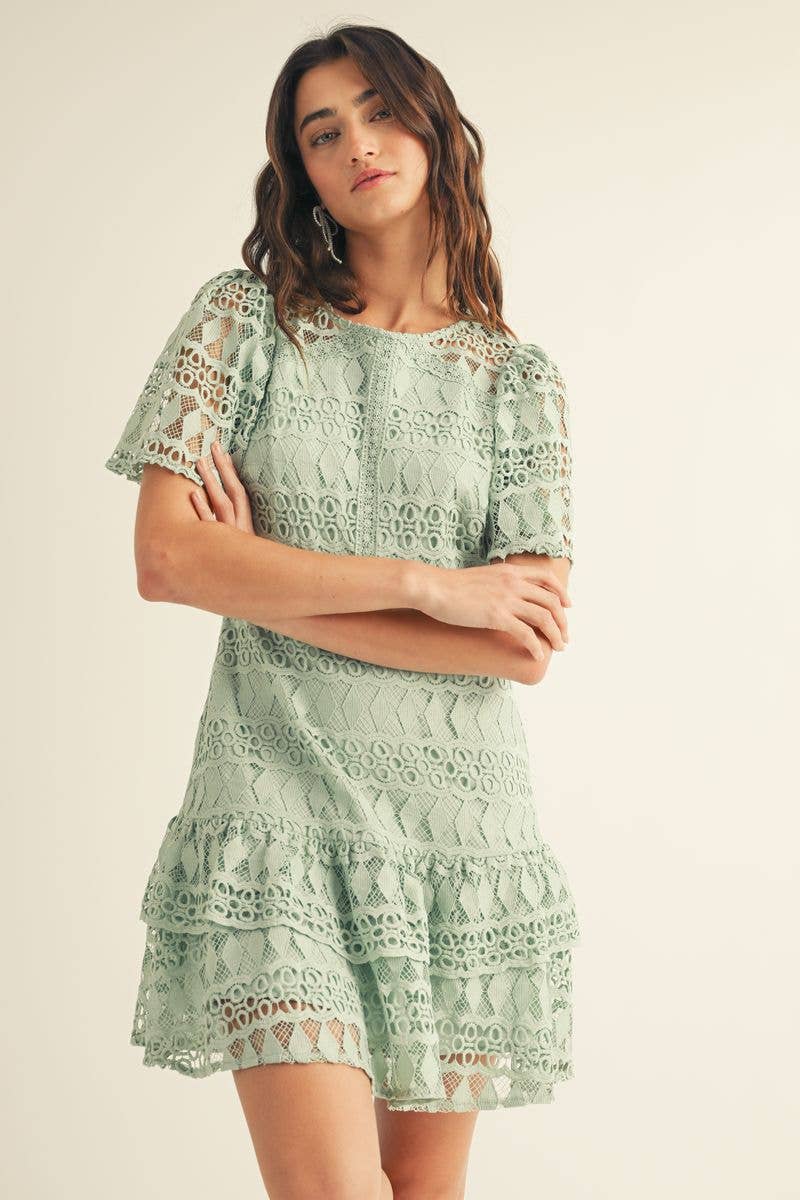 LACE EMBROIDERED MINI DRESS