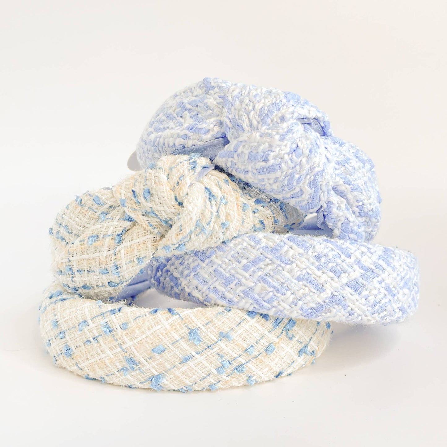 Coastal Blue Tweed Padded Knot Headband