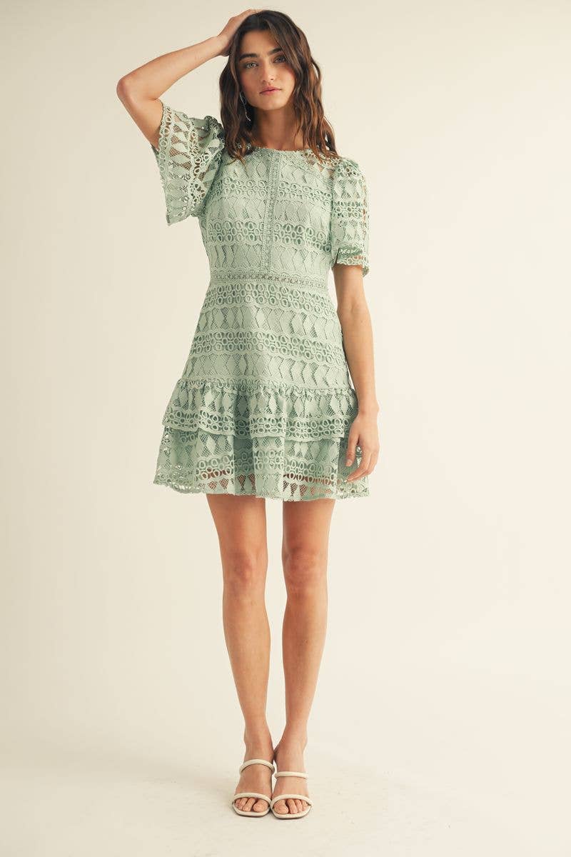 LACE EMBROIDERED MINI DRESS