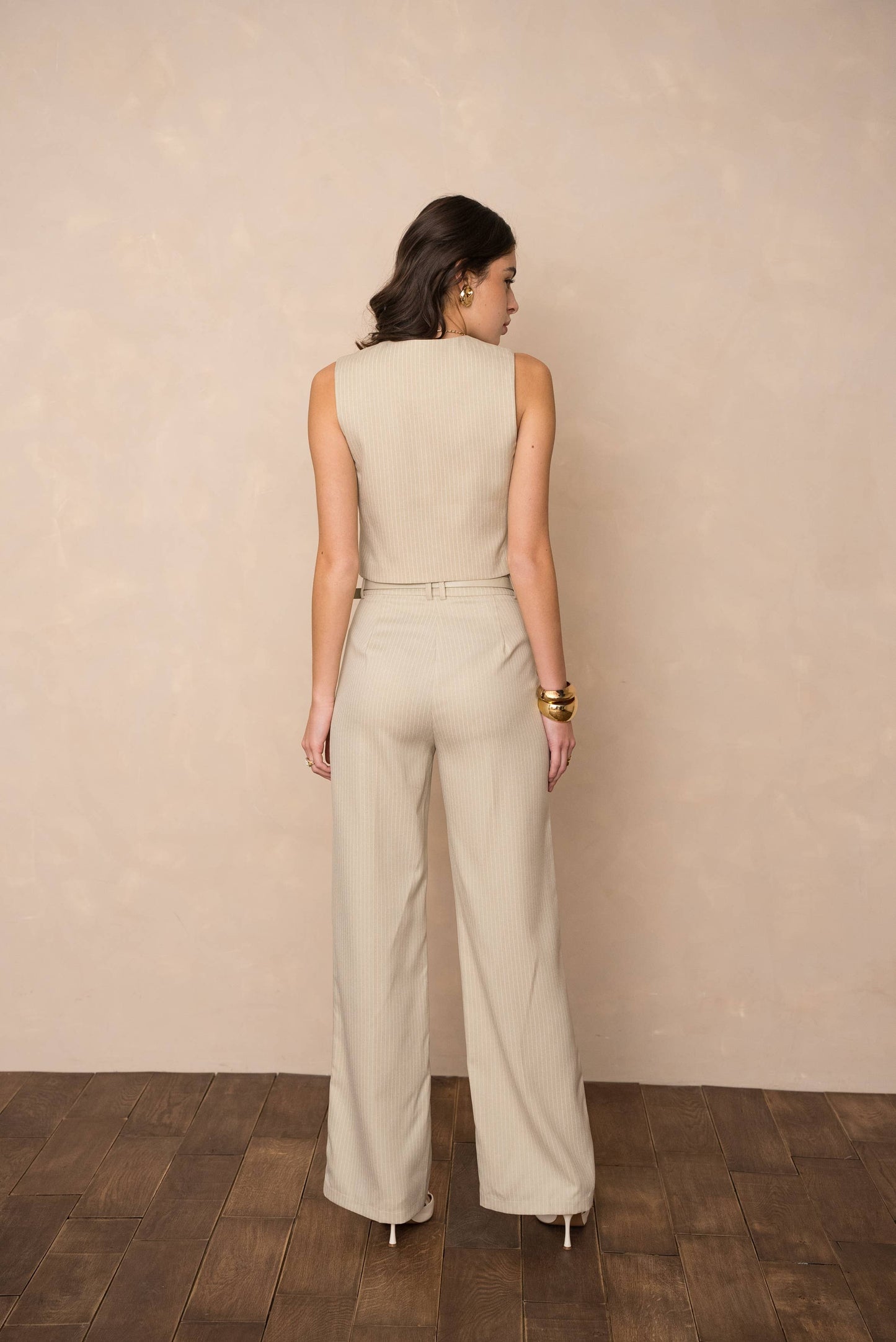Beige Striped pants