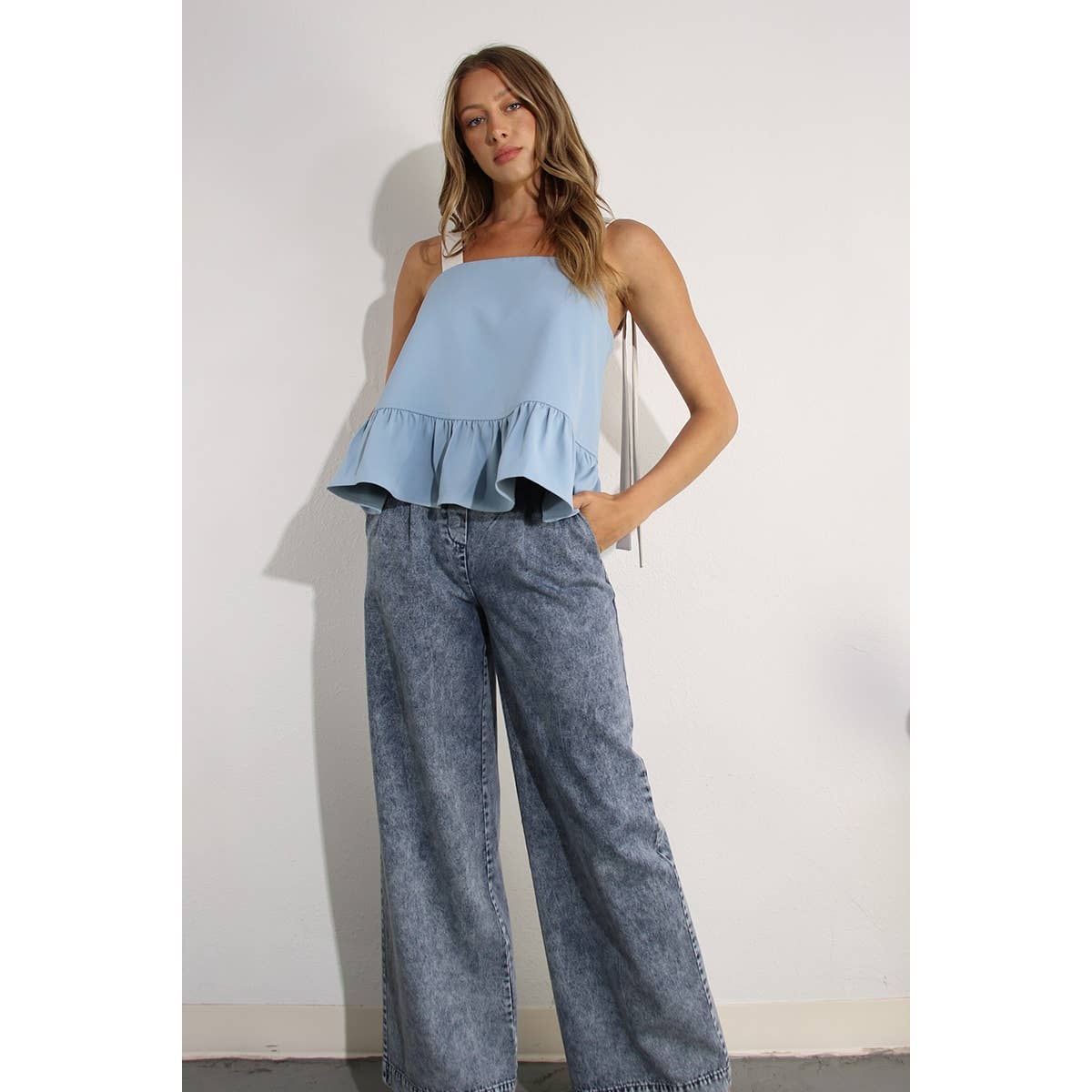 Ruffle Crop Top - Tie Design