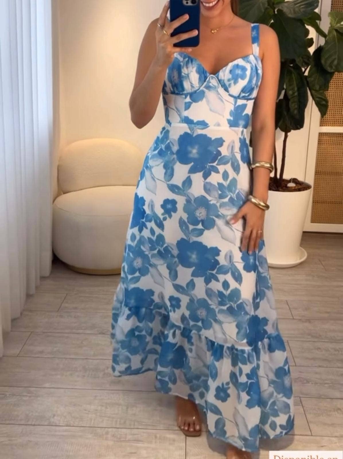 Megan blue FLORAL PRINT MAXI DRESS