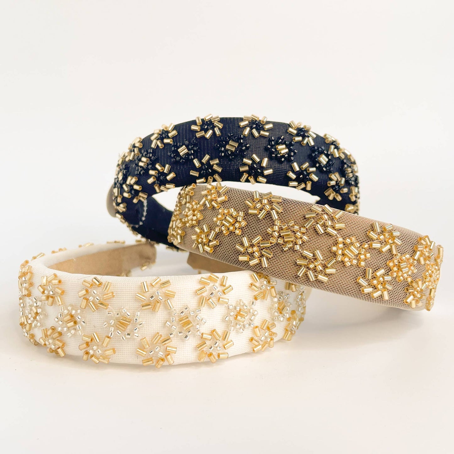 Beaded Metallic Starburst Mesh Padded Headband