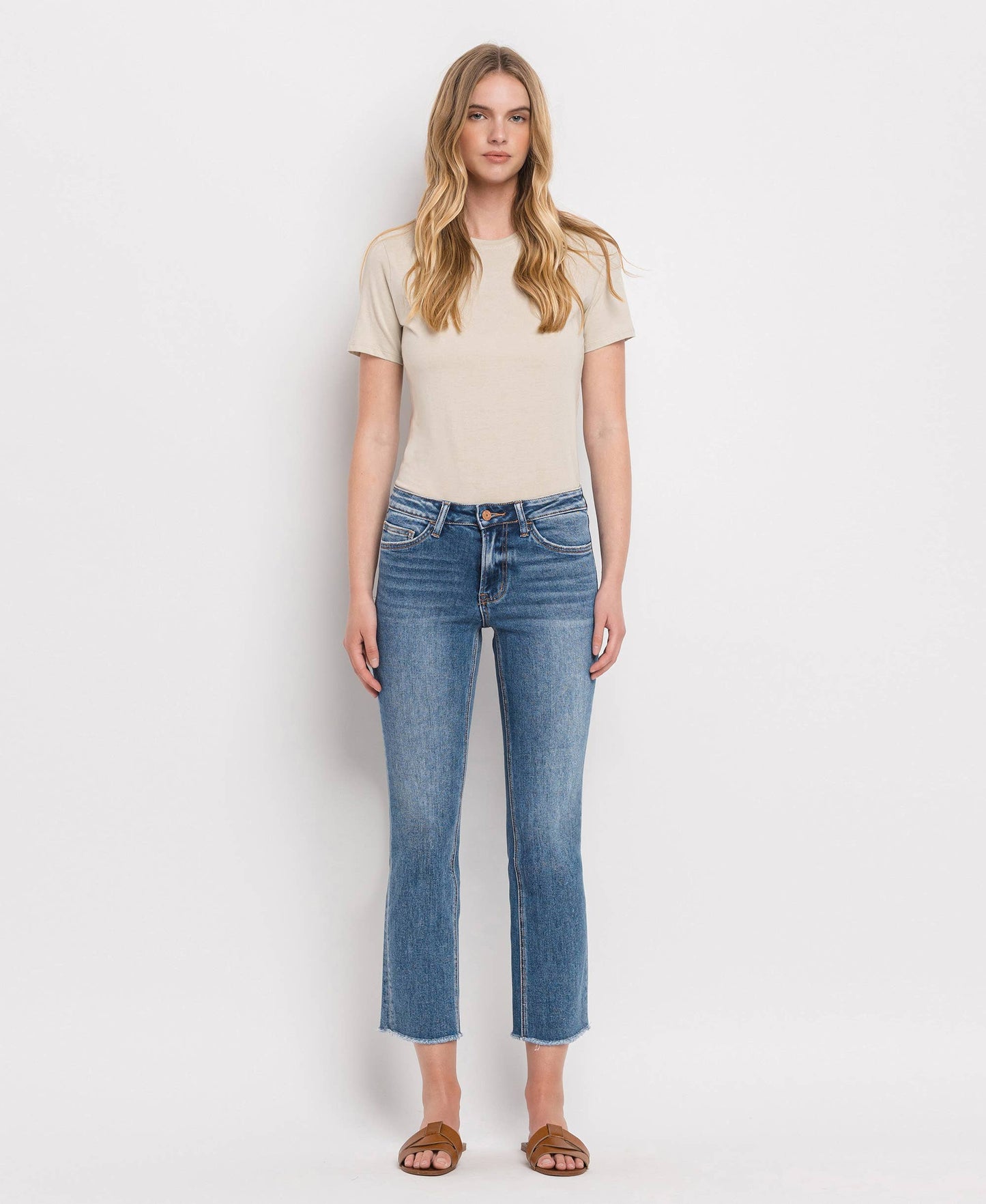 Harley RISE RAW HEM CROP STRAIGHT JEANS