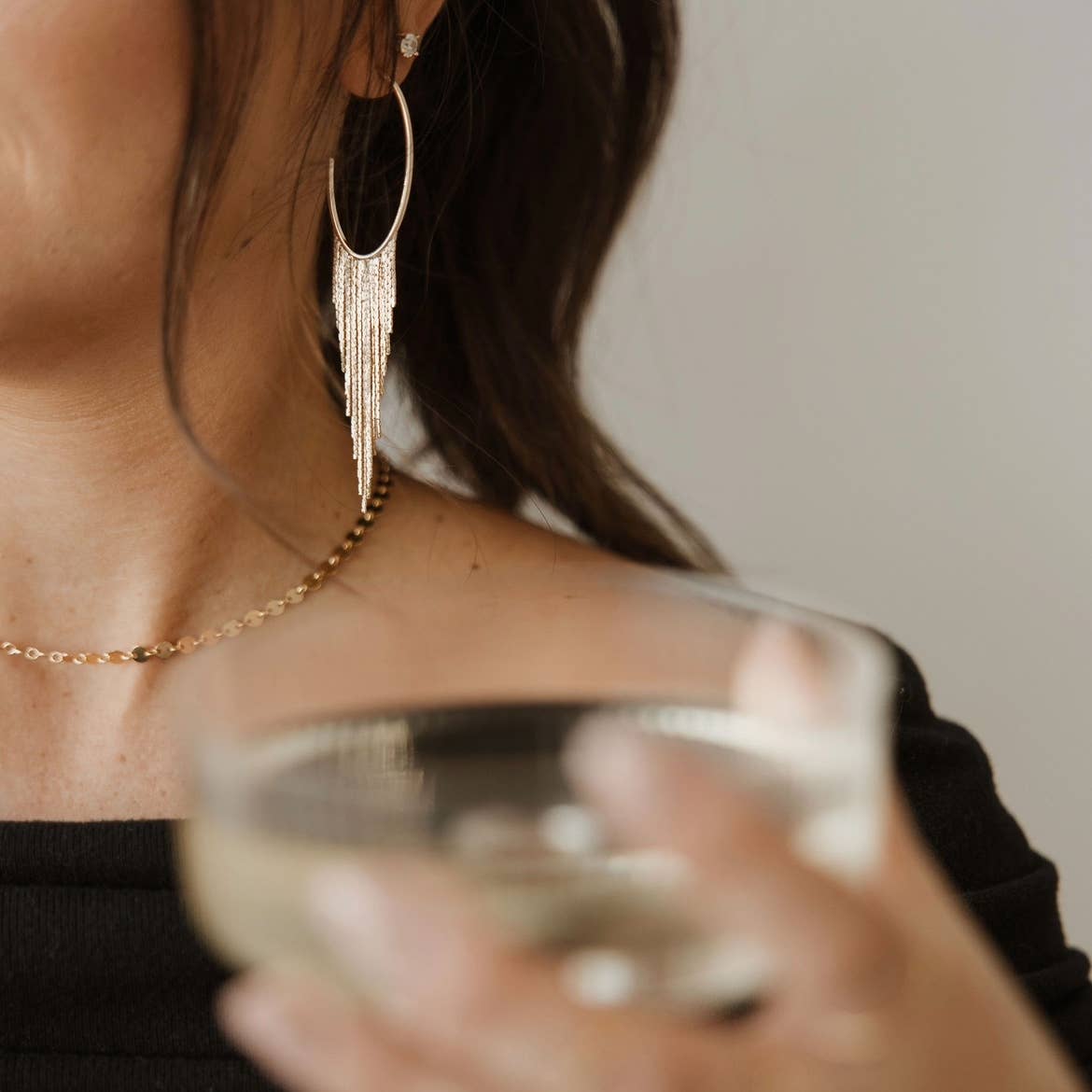Cascading Fringe Hoops Earrings Gold Filled