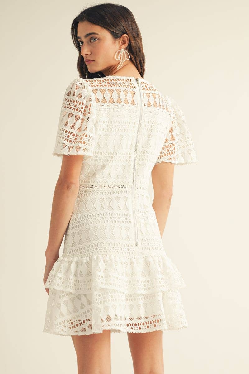 LACE EMBROIDERED MINI DRESS
