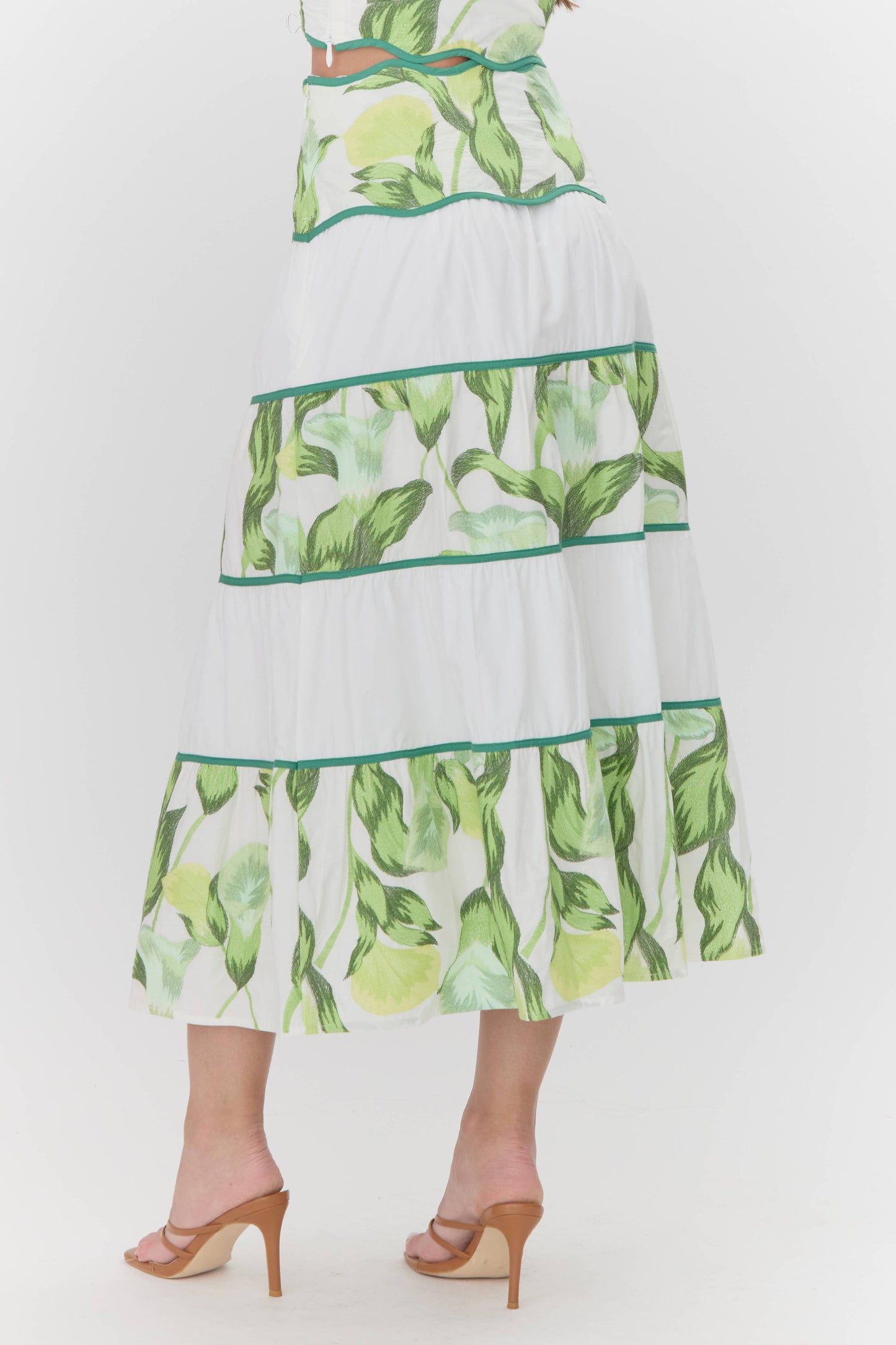 Daphne Embroidered Scalloped Trim Maxi Skirt