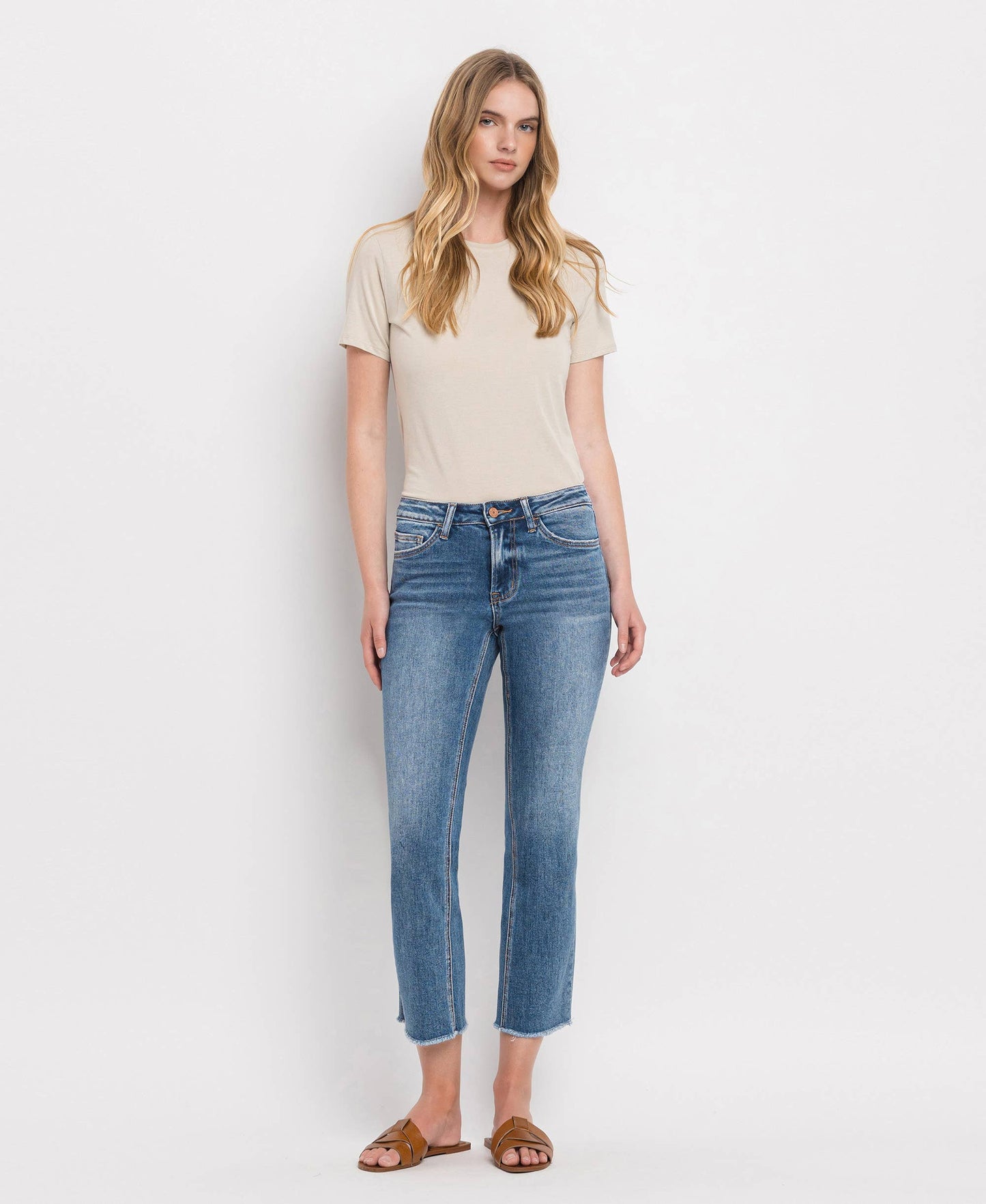 Harley RISE RAW HEM CROP STRAIGHT JEANS