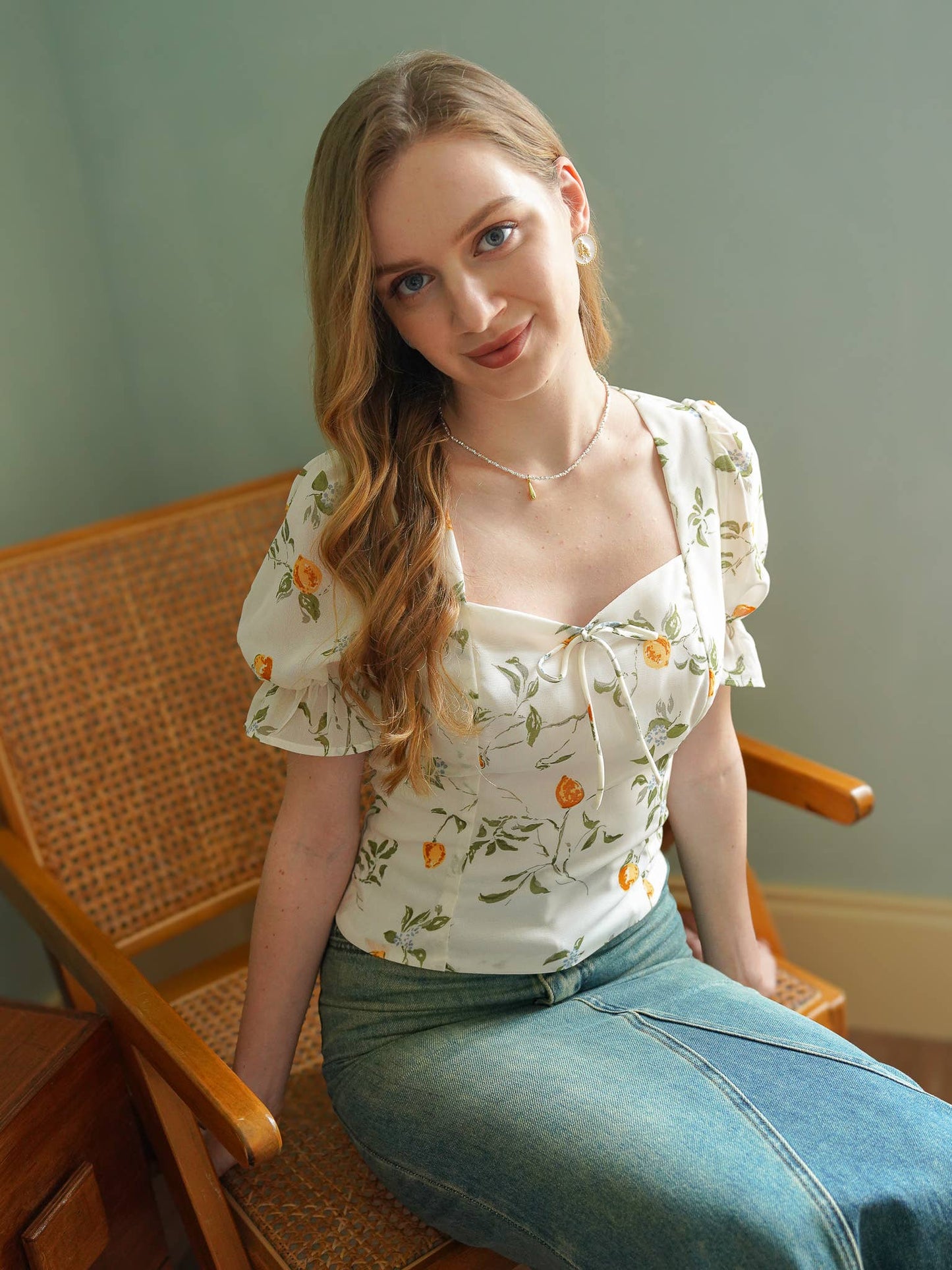 Hanna Floral Sweetheart Peplum Top