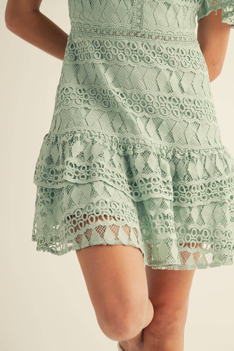 LACE EMBROIDERED MINI DRESS