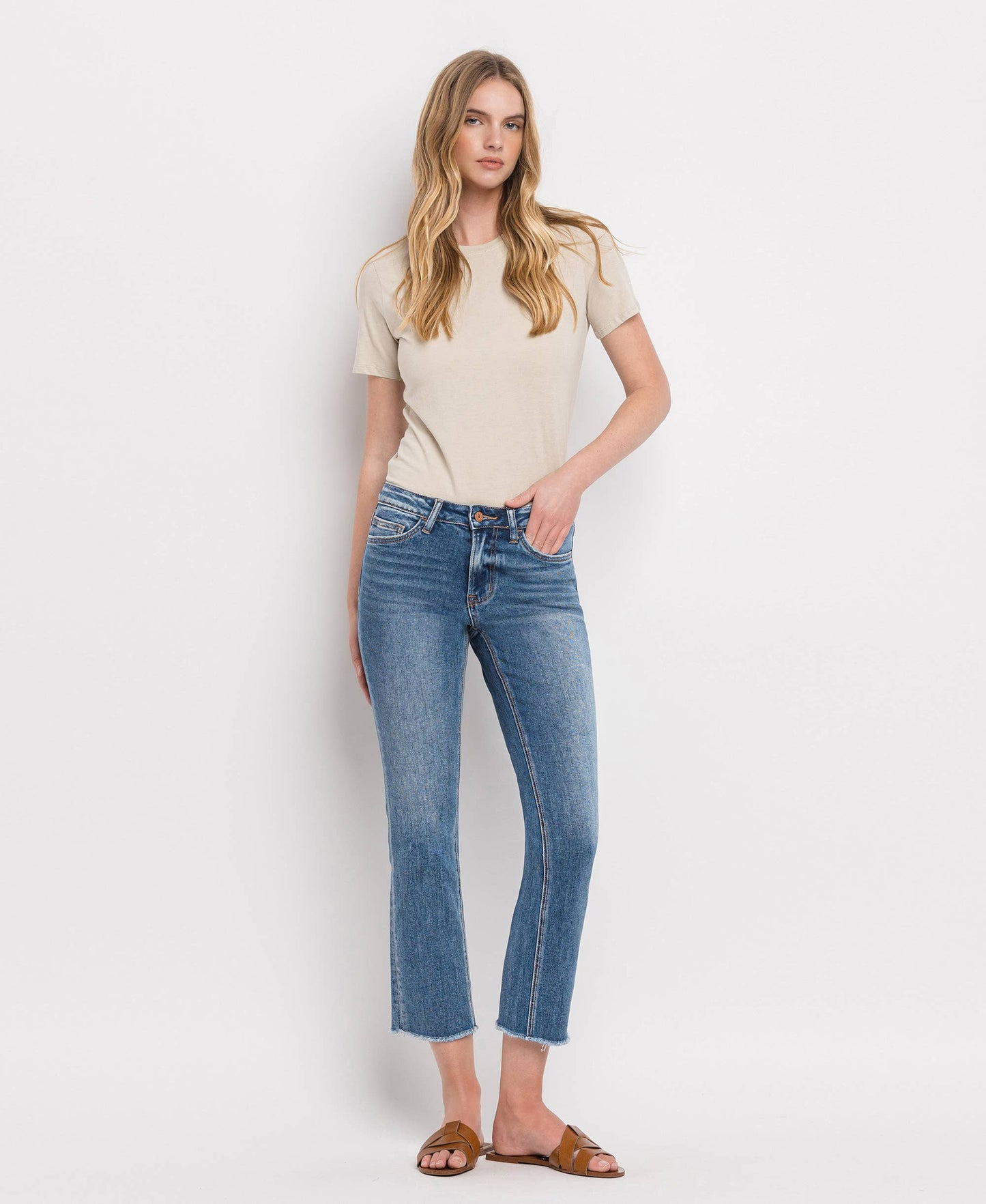 Harley RISE RAW HEM CROP STRAIGHT JEANS