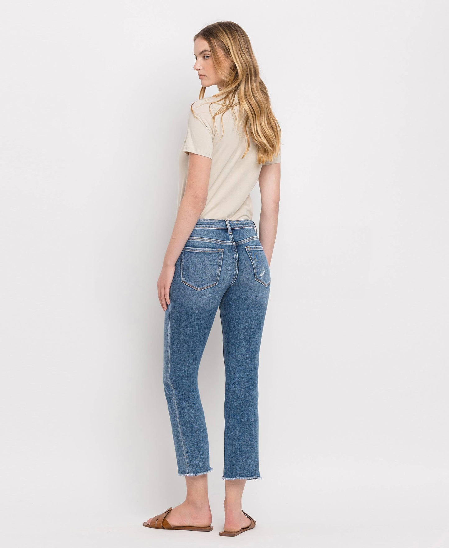 Harley RISE RAW HEM CROP STRAIGHT JEANS