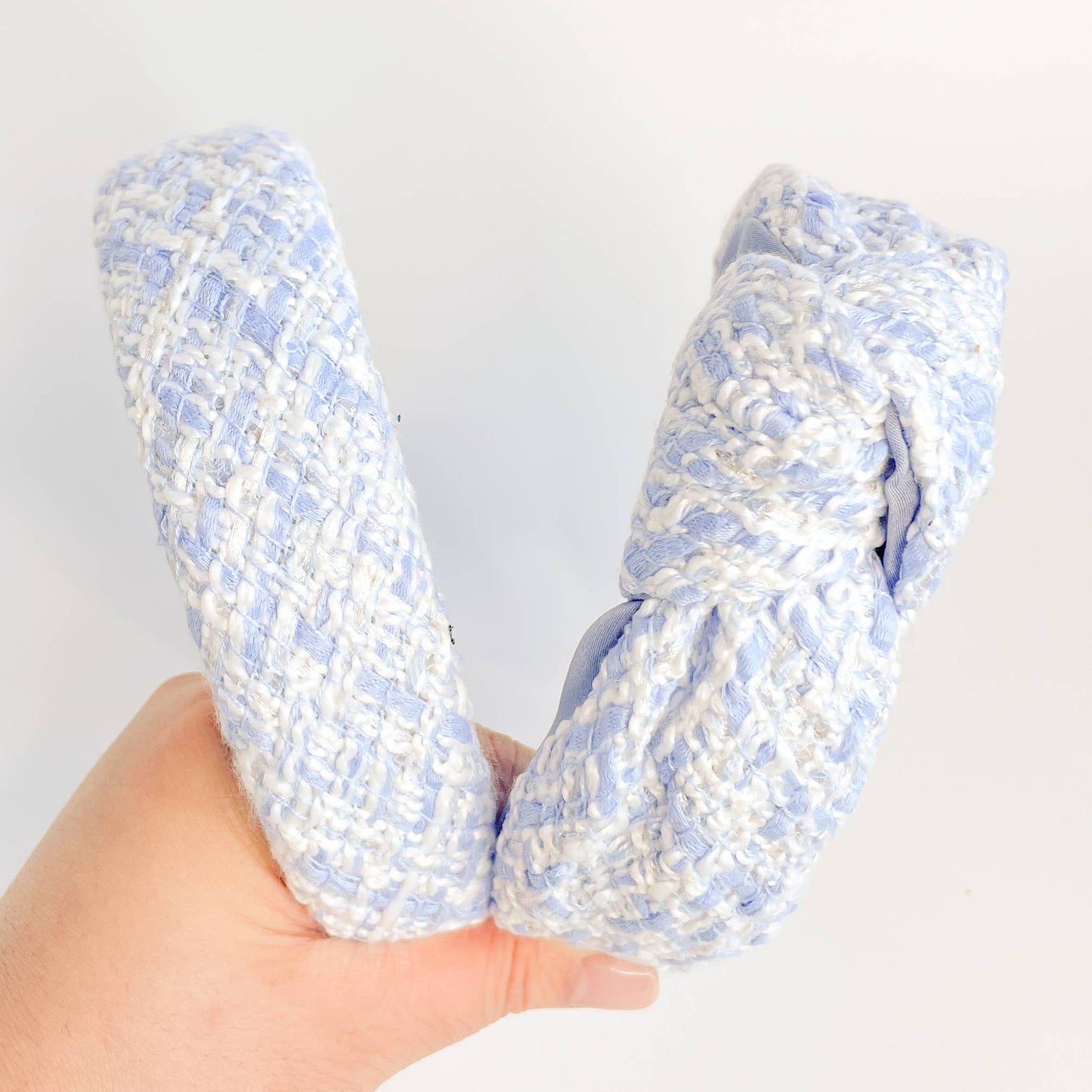 Coastal Blue Tweed Padded Knot Headband