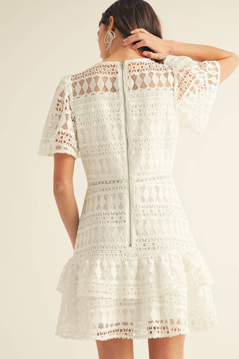 LACE EMBROIDERED MINI DRESS