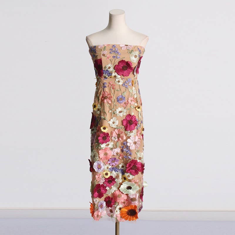 Stella Floral Embroidered Midi Dress