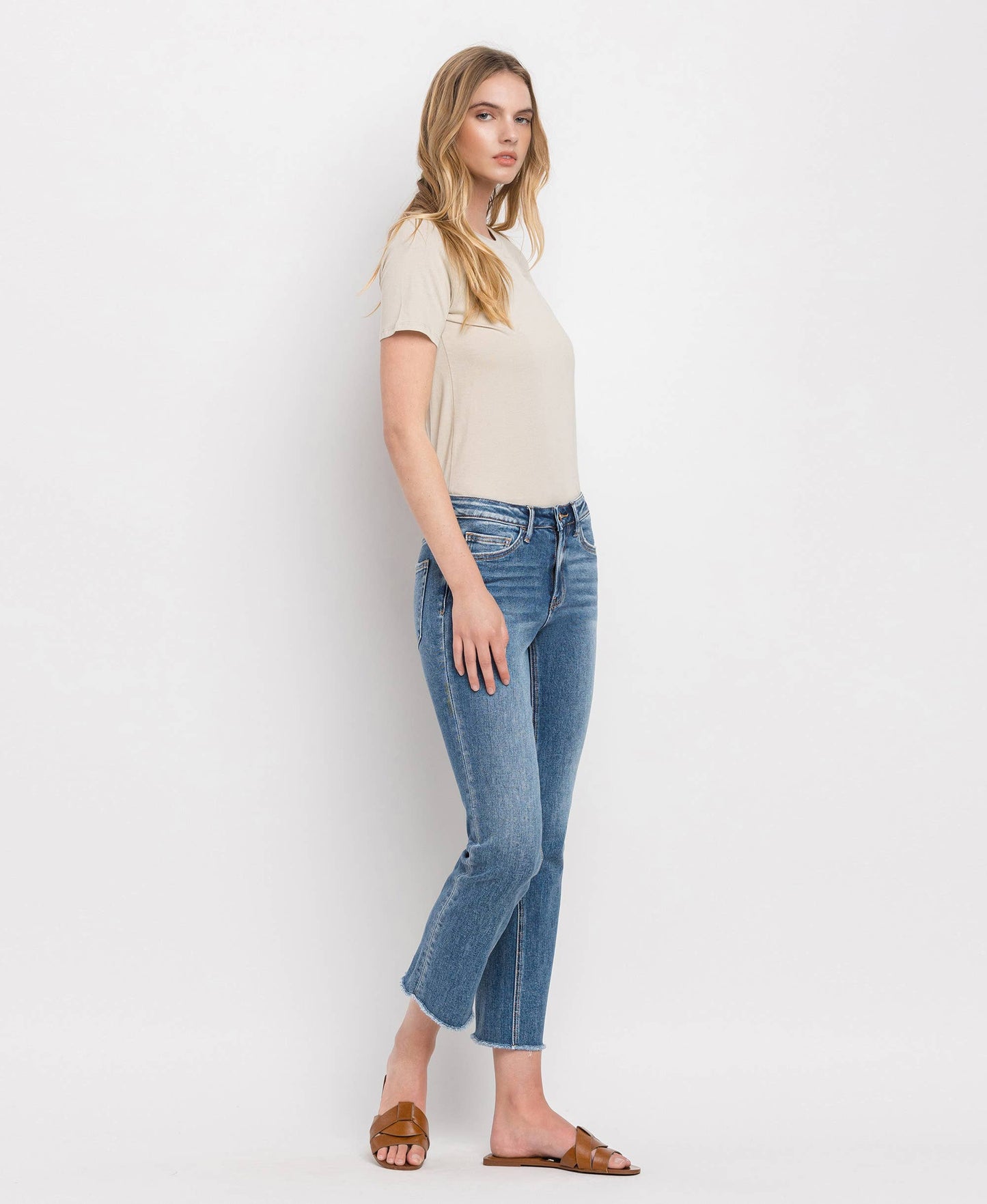 Harley RISE RAW HEM CROP STRAIGHT JEANS