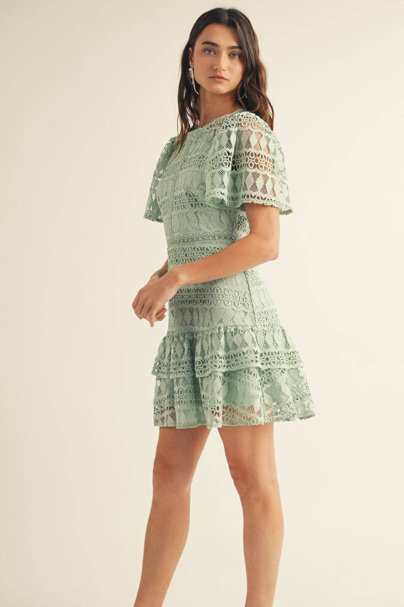LACE EMBROIDERED MINI DRESS