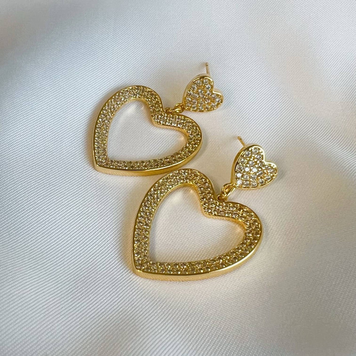 Paris CZ Valentine’s Day Heart Earrings Gold Filled