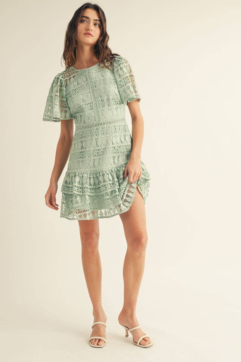 LACE EMBROIDERED MINI DRESS