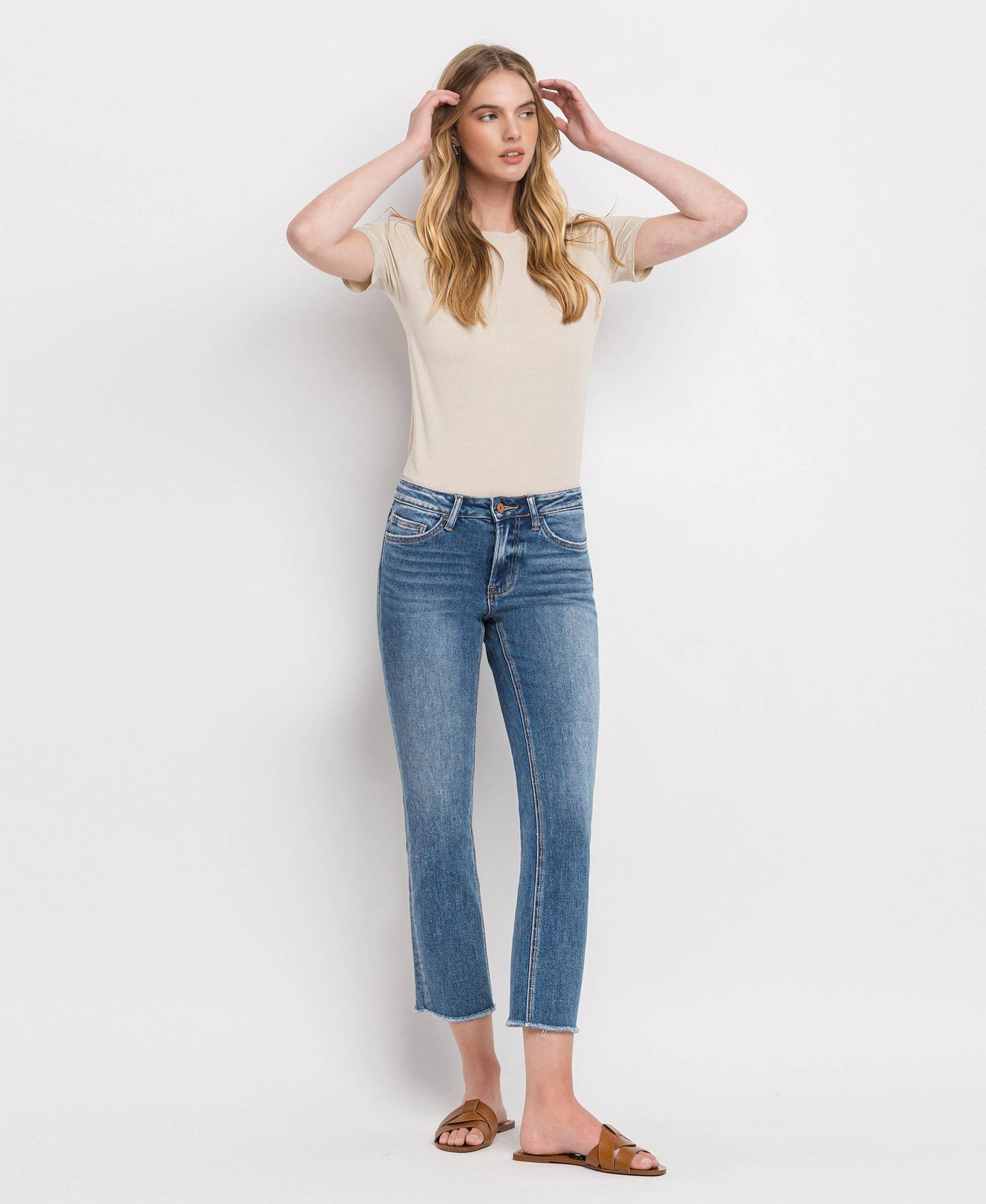 Harley RISE RAW HEM CROP STRAIGHT JEANS