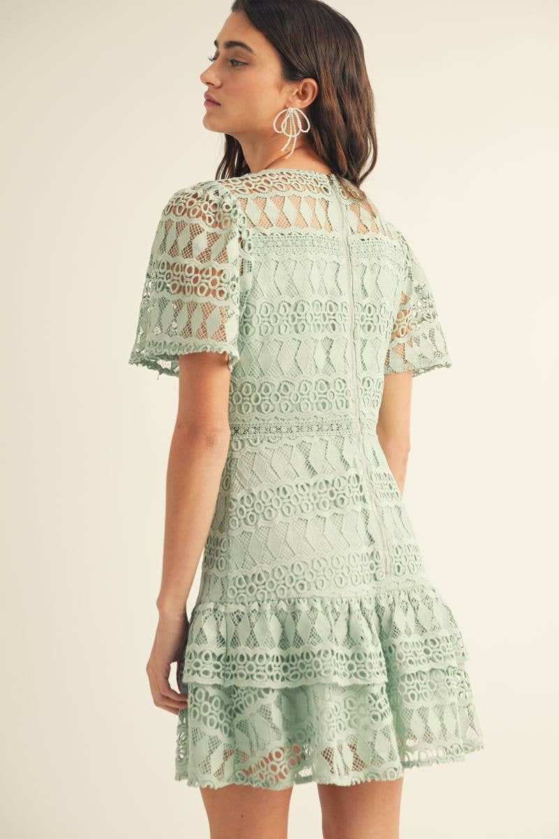 LACE EMBROIDERED MINI DRESS