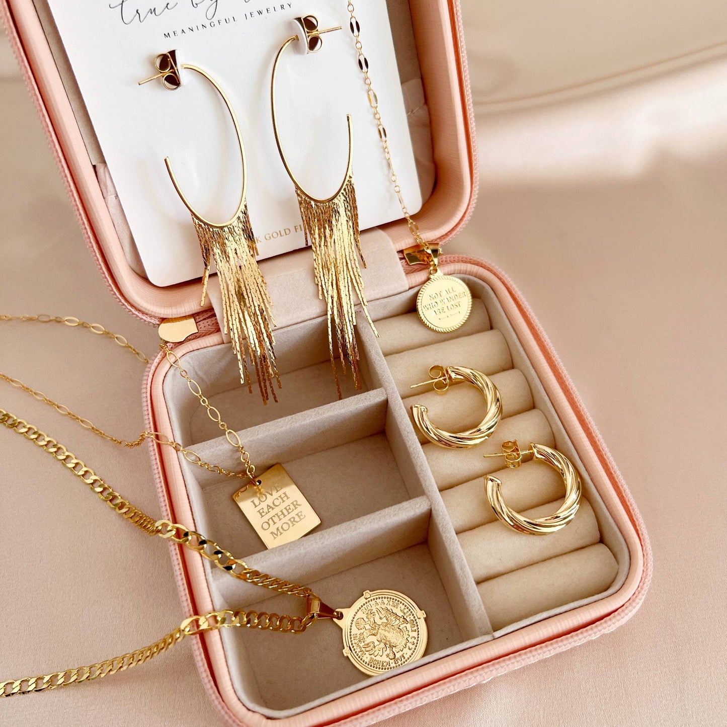 Cascading Fringe Hoops Earrings Gold Filled