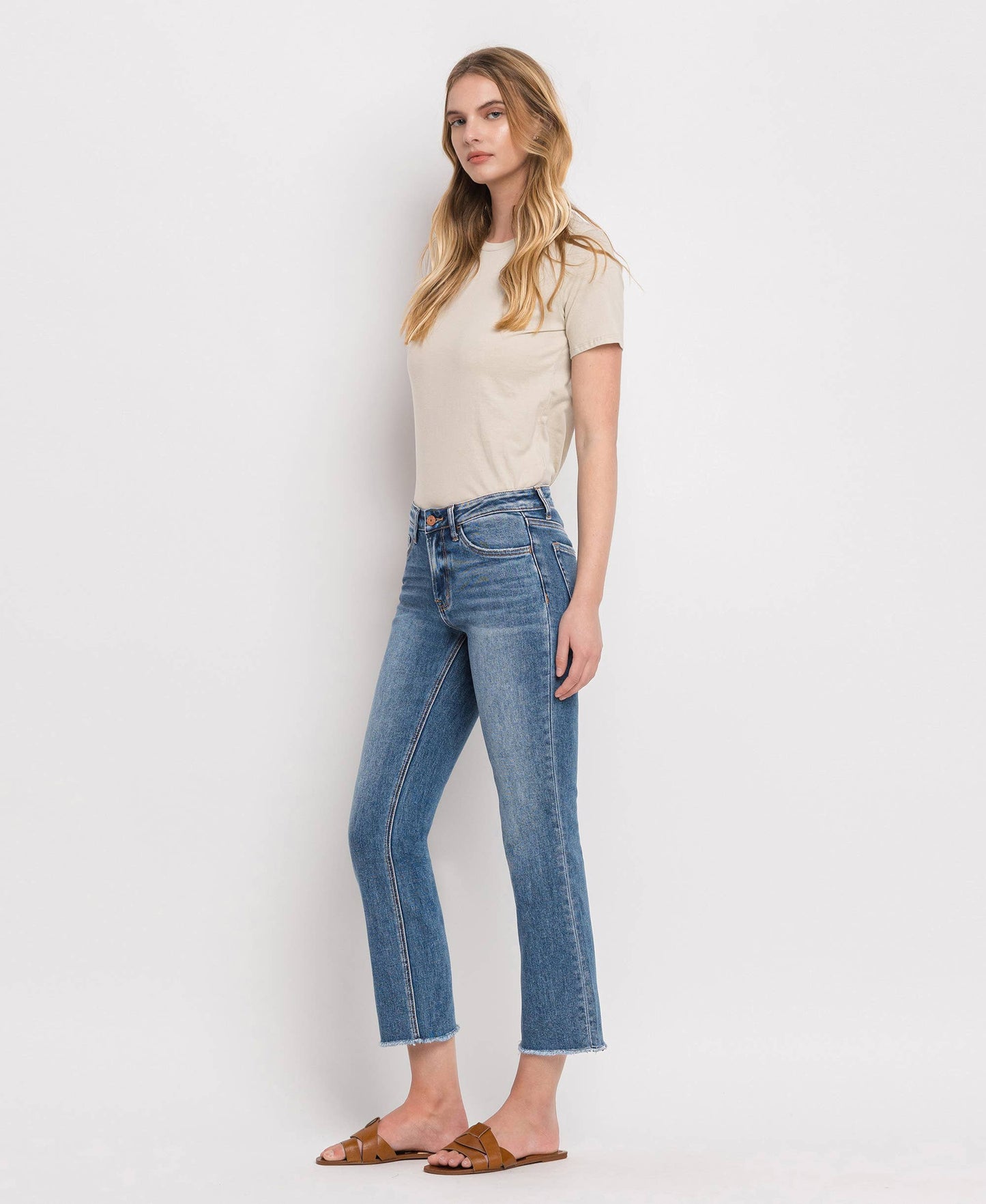 Harley RISE RAW HEM CROP STRAIGHT JEANS