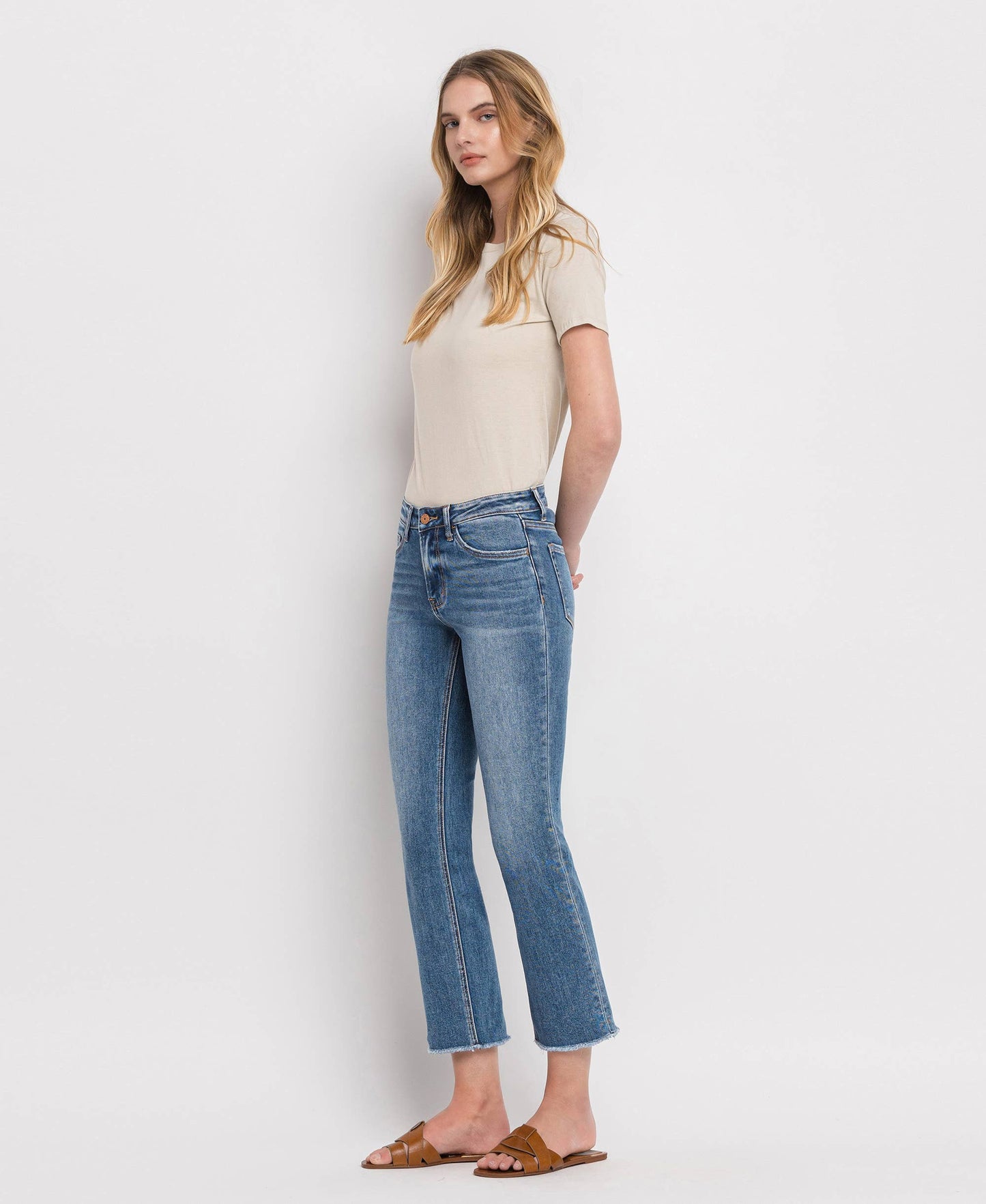 Harley RISE RAW HEM CROP STRAIGHT JEANS