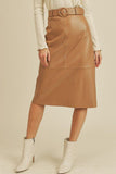 Abigail Faux Leather Caramel Skirt