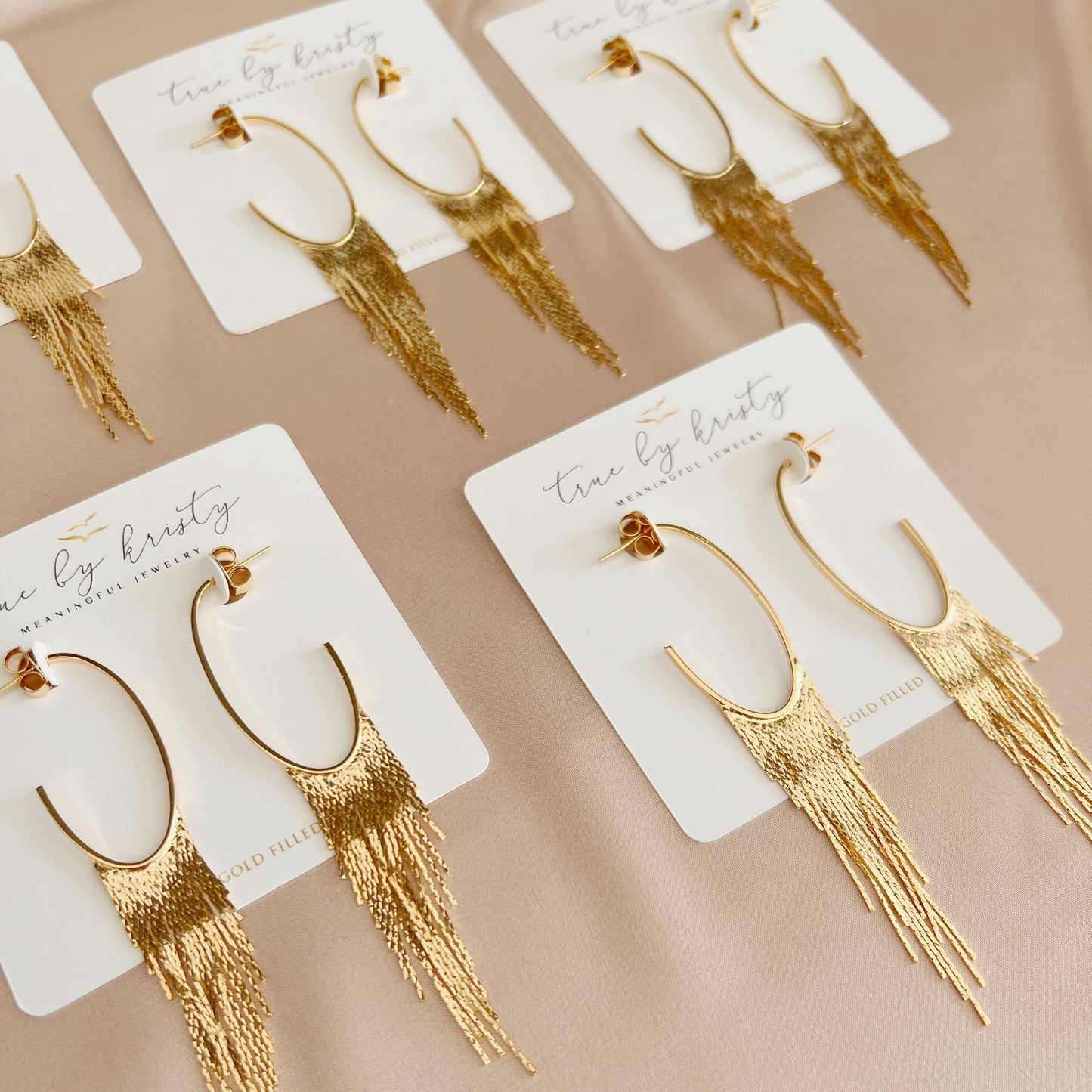 Cascading Fringe Hoops Earrings Gold Filled