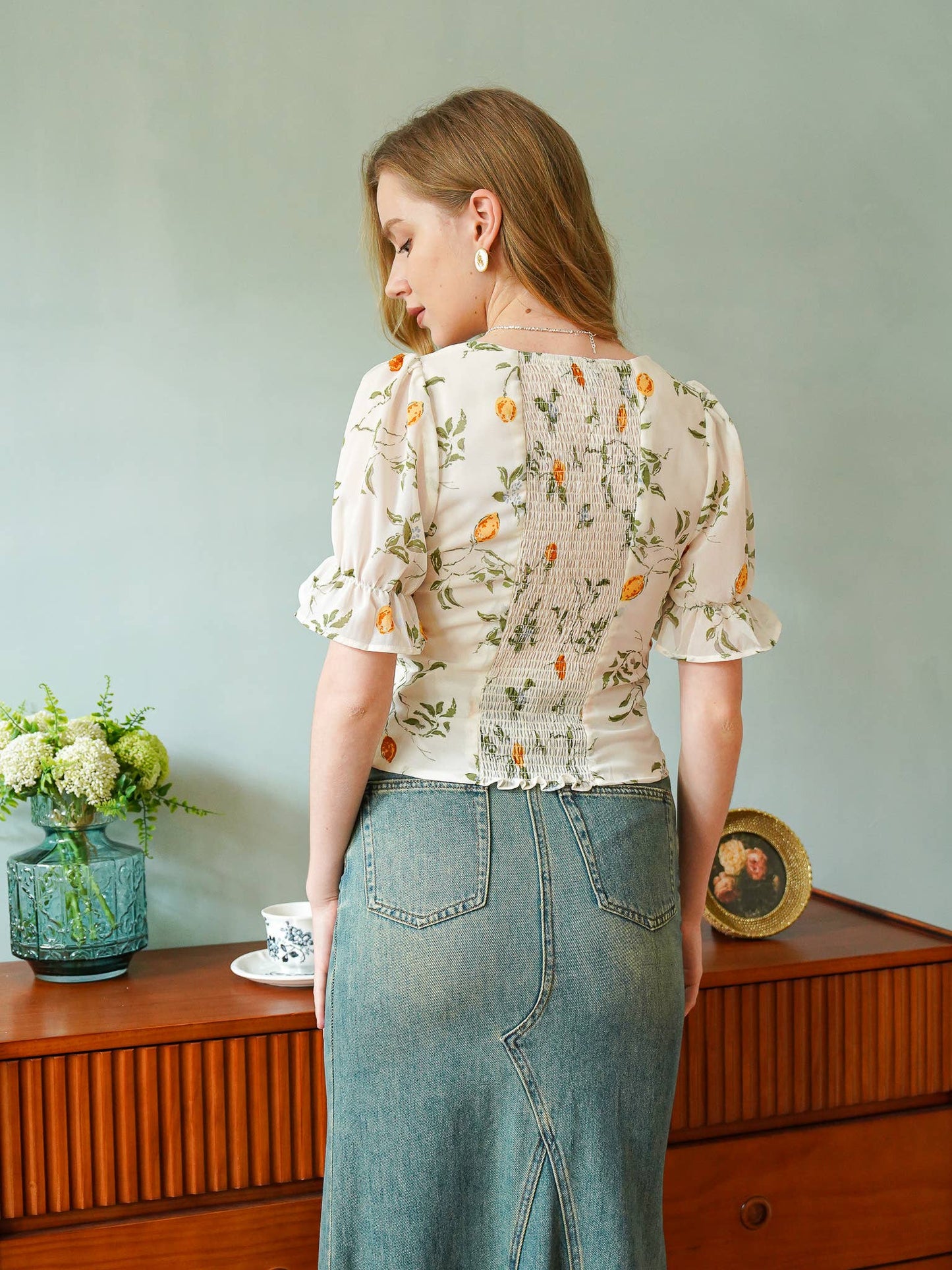 Hanna Floral Sweetheart Peplum Top
