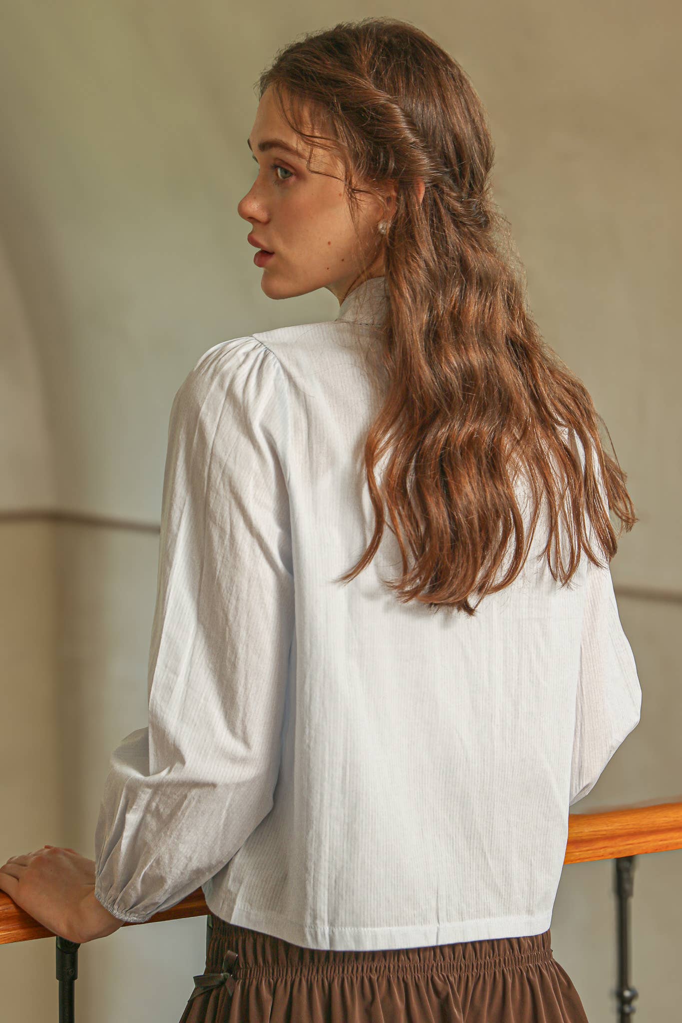 Powder Blue Lace Collar Blouse