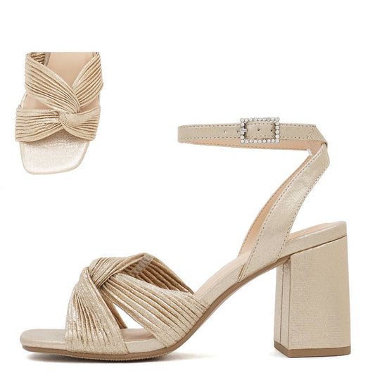 Soda BARON Women Chunky Heel Twisted Band Ankle Strap Sandal