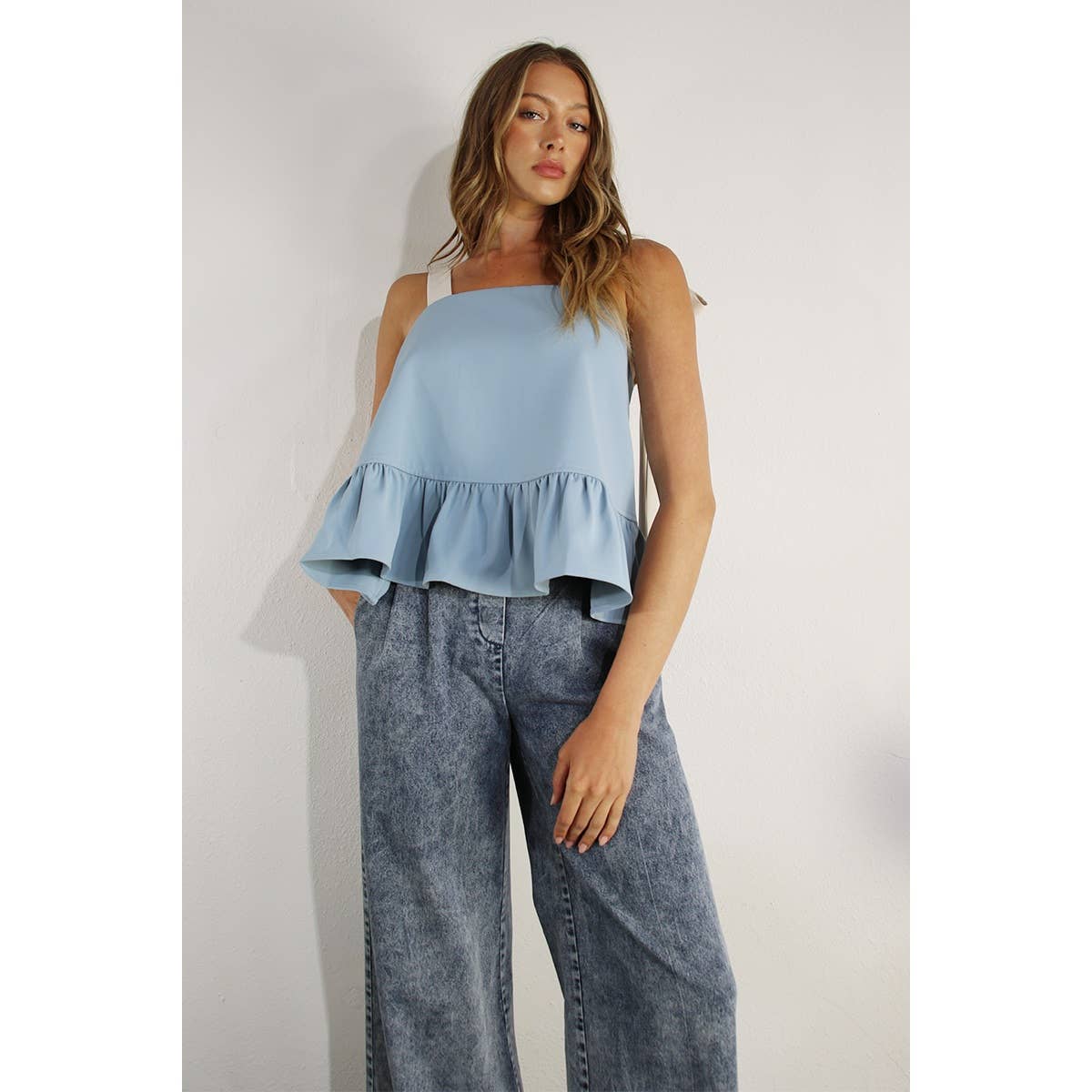 Ruffle Crop Top - Tie Design