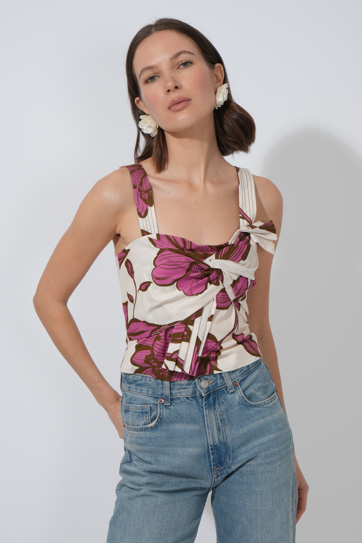 Layne Front Tie Printed Top