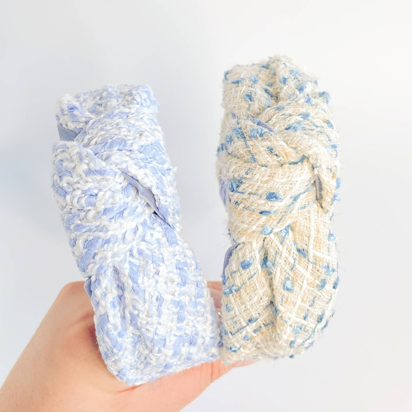 Coastal Blue Tweed Padded Knot Headband