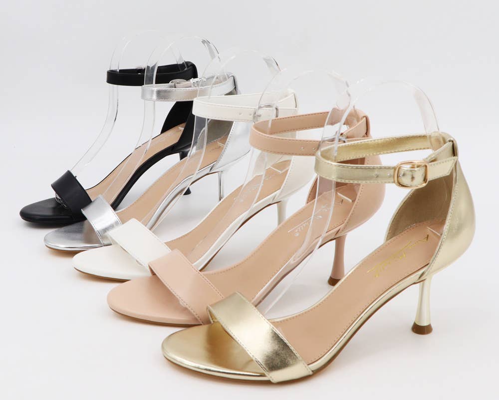 Anne Michelle JOY-21 Women Low Heel Ankle Strap Prom Sandals