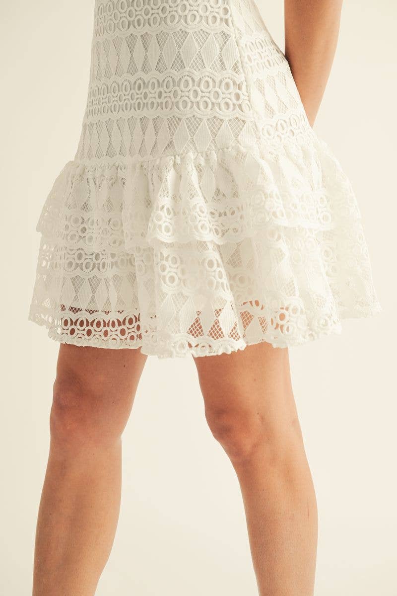 LACE EMBROIDERED MINI DRESS