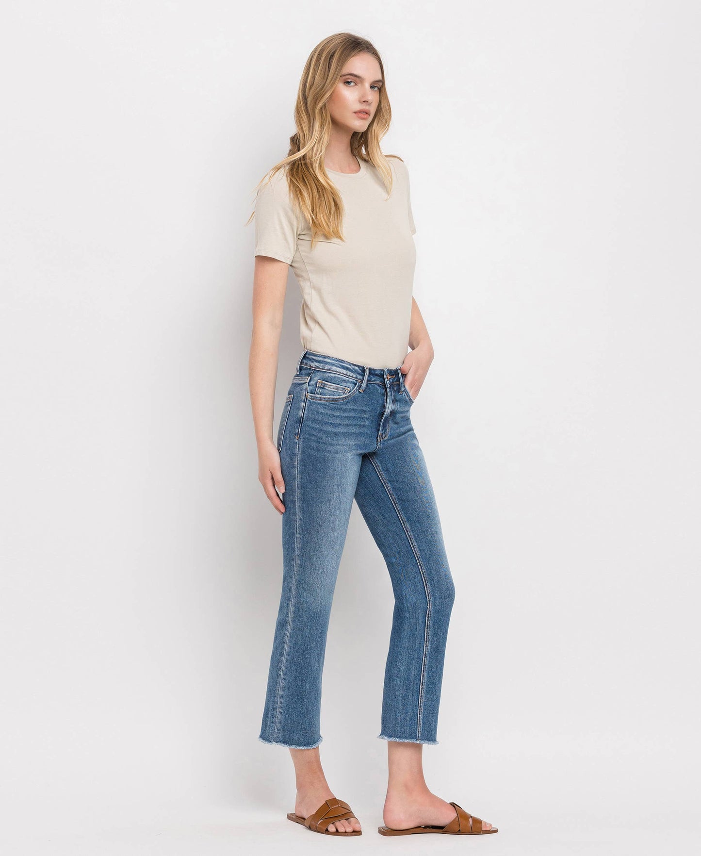 Harley RISE RAW HEM CROP STRAIGHT JEANS