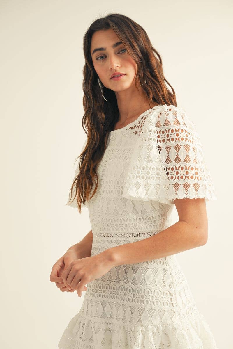 LACE EMBROIDERED MINI DRESS