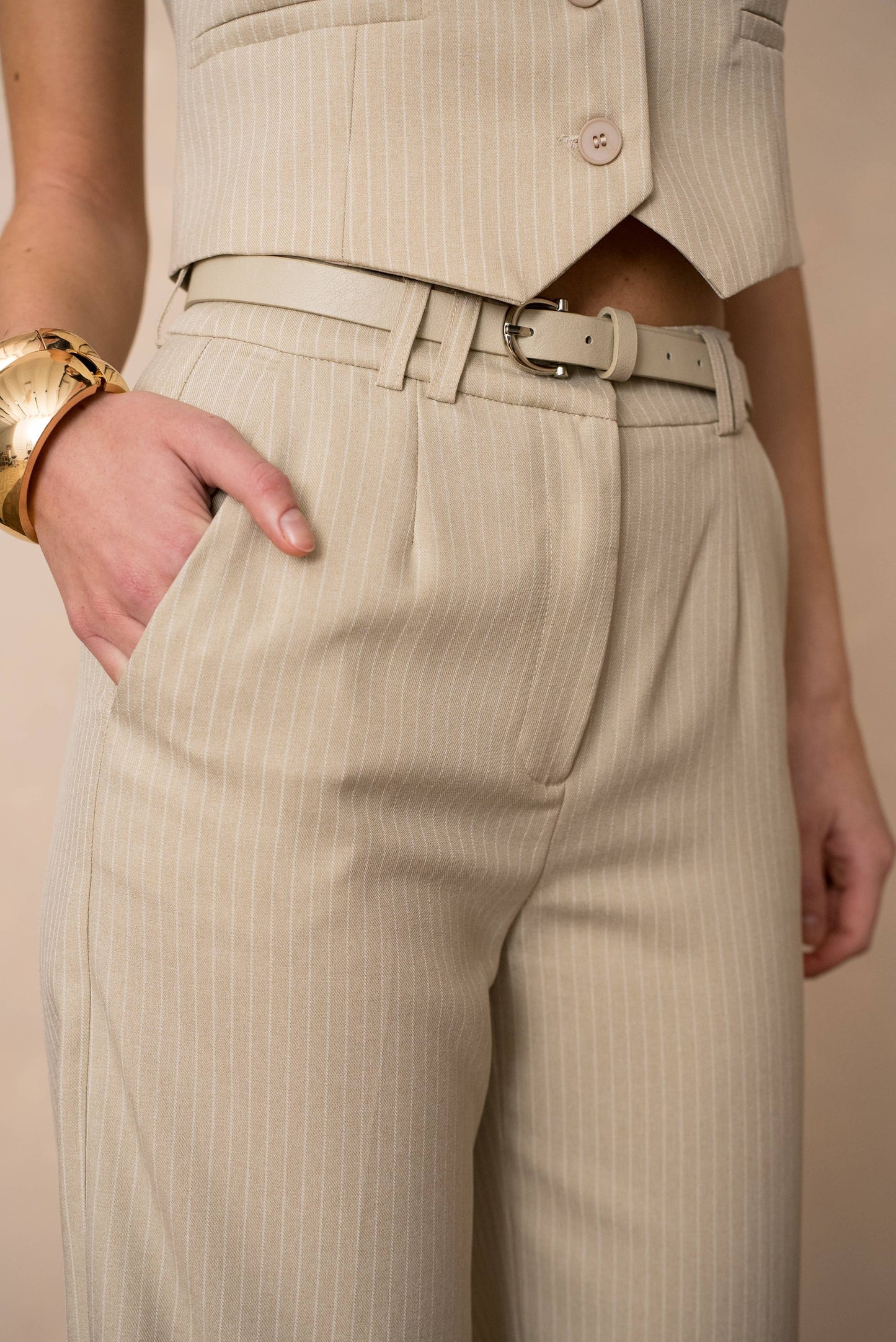 Beige Striped pants