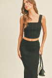 Avery Bustier Knit Top and Midi Skirt Set