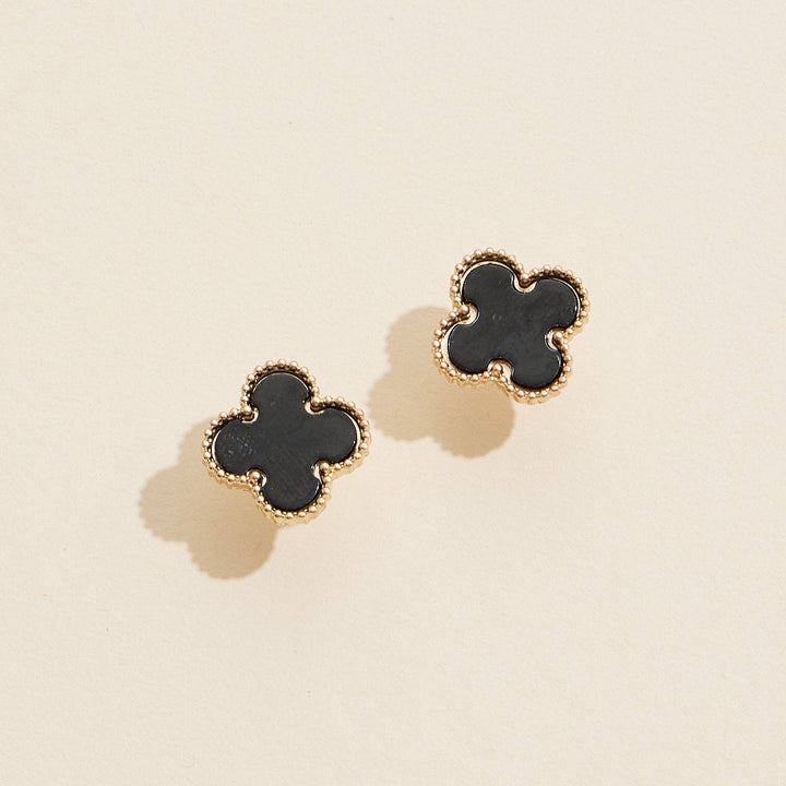 Clover Shape Shell Stud Earrings
