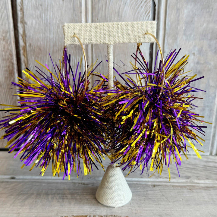 LSU Pom Pom Hoop Earring