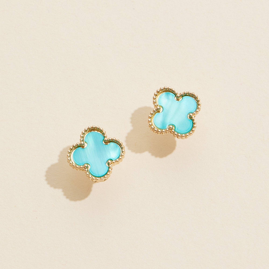 Clover Shape Shell Stud Earrings