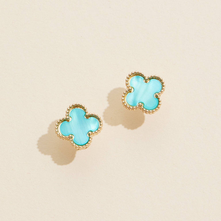 Clover Shape Shell Stud Earrings