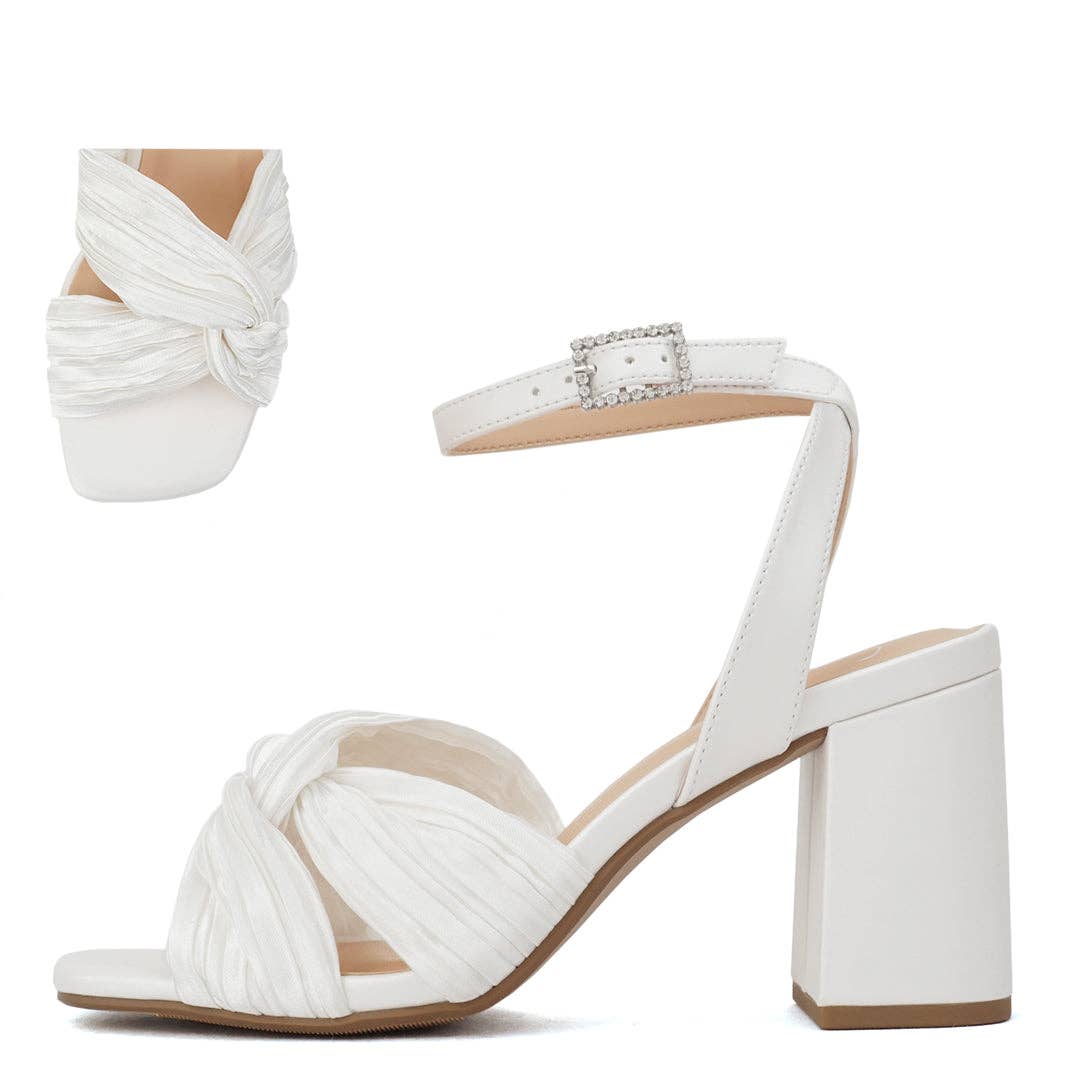 Soda BARON Women Chunky Heel Twisted Band Ankle Strap Sandal