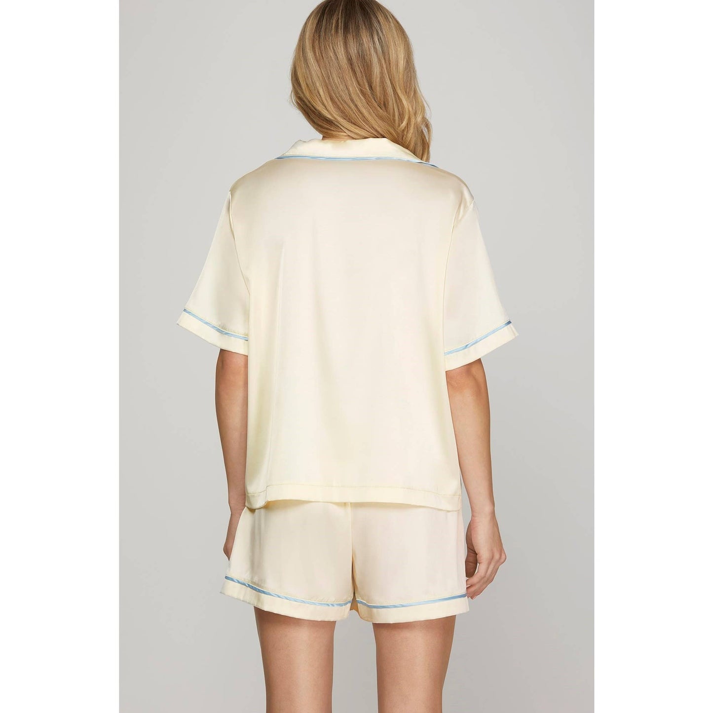 Satin Short Sleeve Top n Shorts Pajama Set